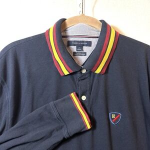 Tommy Hilfiger L Large Long Sleeve Rugby Shirt Polo‎ Preppy Crest Golf 90s